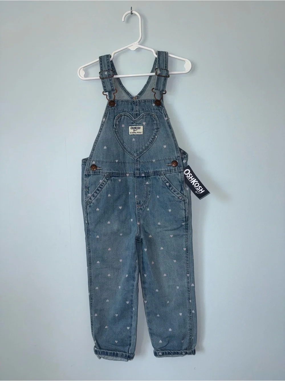 OshKosh B'gosh Blue Denim Heart Pocket Overalls